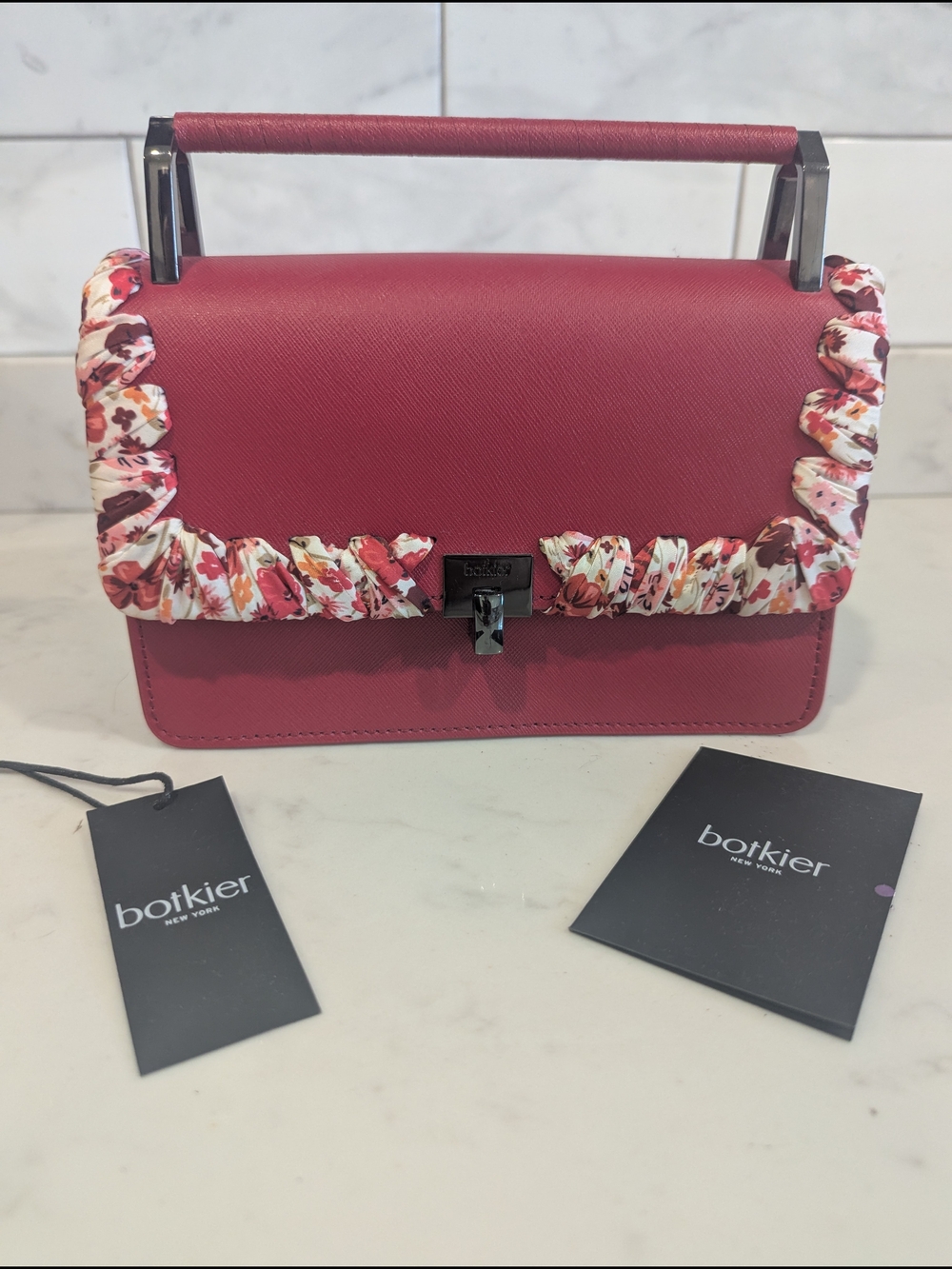 Botkier Lennox Red Floral Crossbody Top Handle Bag